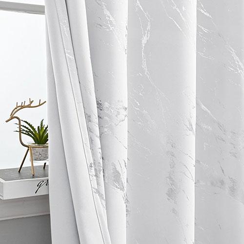 1PC Nuan Series 80% Blackout Fashionable and Minimalist Curtains with Silver and Marble Texture for Living Room Bedroom Balcony Window Home Decor