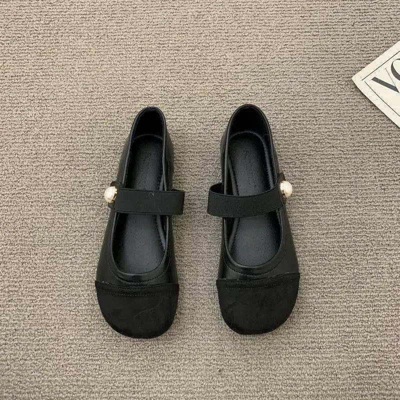 Fashion Ladies Footwear Japanese Style Lolita Khaki Pearl Gothic Women's Shoes Round Toe Low Heel Elegant Patchwork Mary Jane Non Slip A