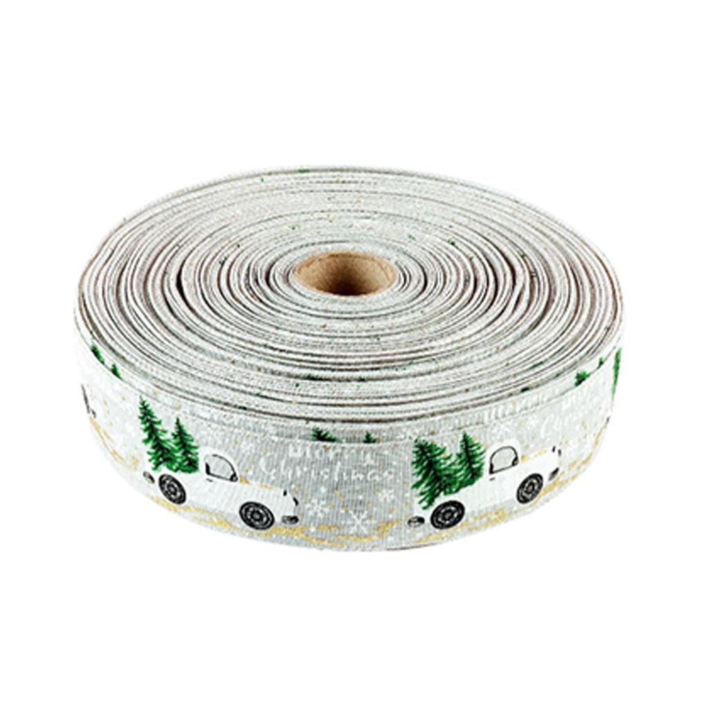 1 Roll Christmas Ribbon Wedding Xmas Tree Decoration Glittery Printed Gifts Packing Flower Banquet DIY Art Handicrafts Band