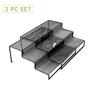 3 Tier Metal Mesh Kitchen Organizer Countertop Storage Rack Spice Holder 2 Pcs Multi Purpose Organizer Easy Access Storage
