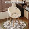 Swivel Solid Wood Vanity Stool with Backrest, Rotating Makeup Chair Comfortable Dressing Table Bench for Bedroom Home