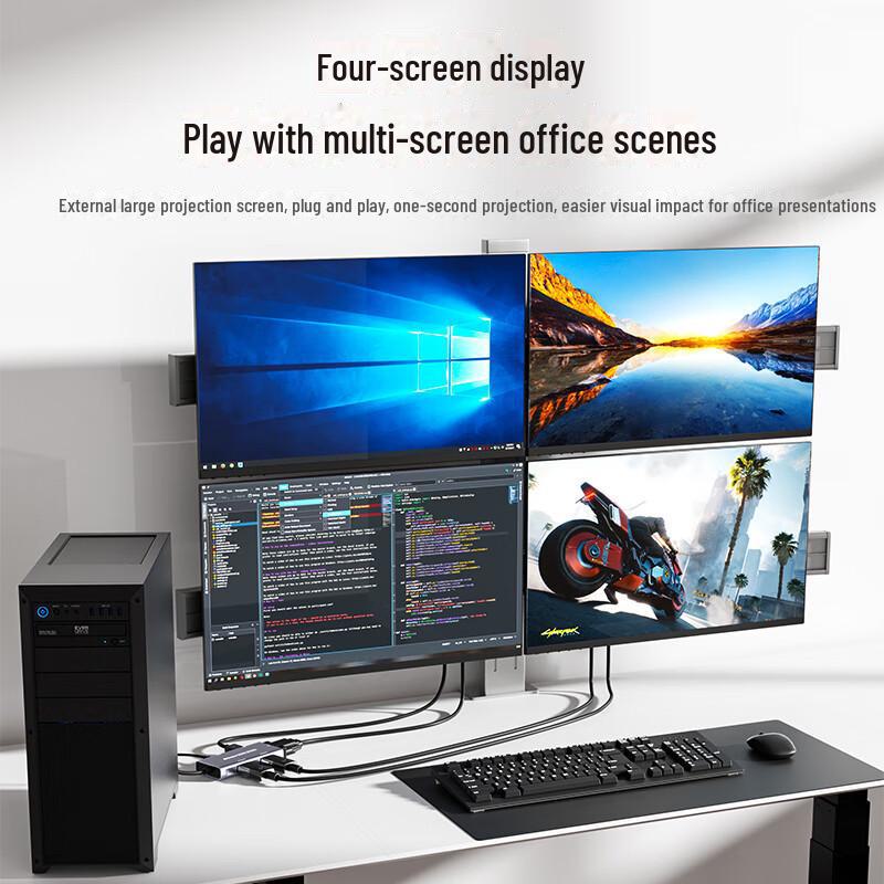 Biaz ZH225 4-in-1 4K60Hz DP zu HDMI/VGA/2DP Adapterkabel