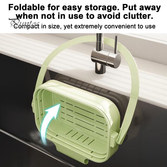 Collapsible Sink Waste Catcher Hanging Drain Basket, Foldable Stretchable Kitchen Colander, Space Saving Food Compact Storage Basket Strainer,
