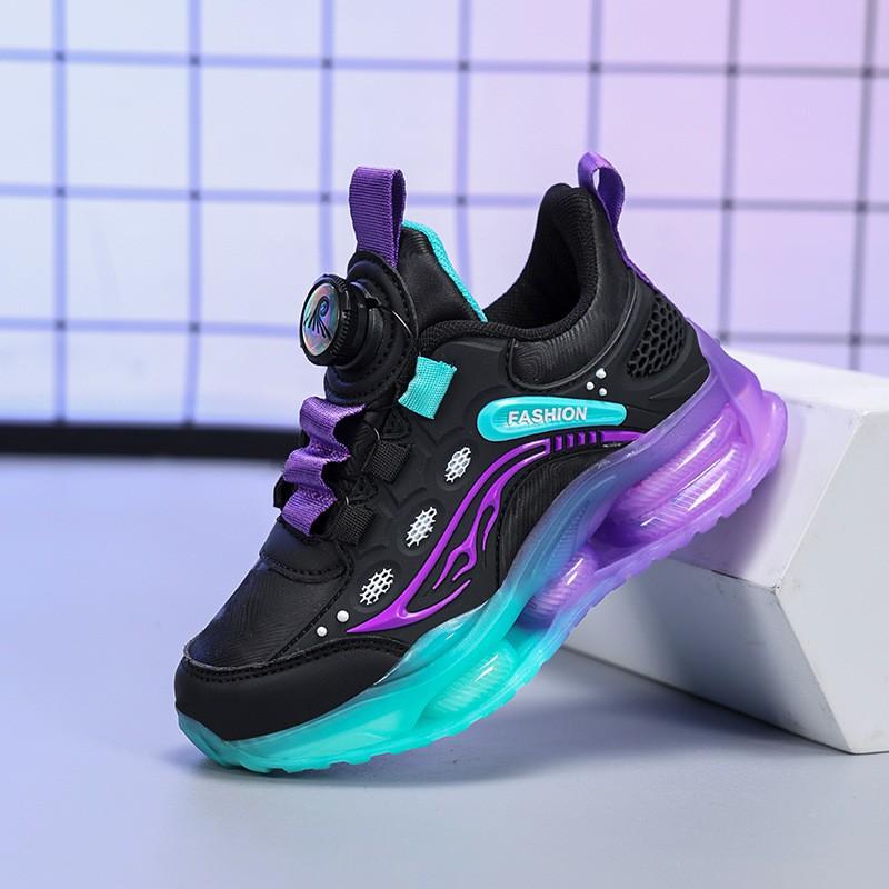 Kids Chunky Sneakers Boys Girls 2026 Soft Sole Running Shoes With Rotating Snap Synthetic Leather Upper