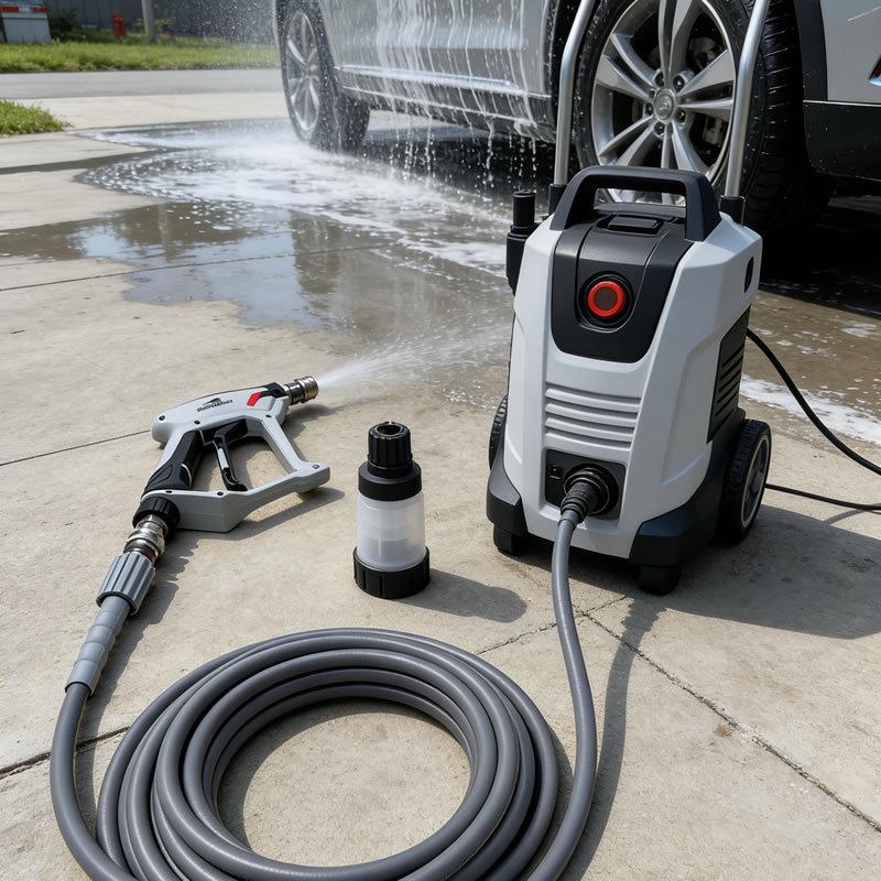 High-Pressure Wear-Resistant Car Wash Hose with Fiber-Reinforced Water Gun