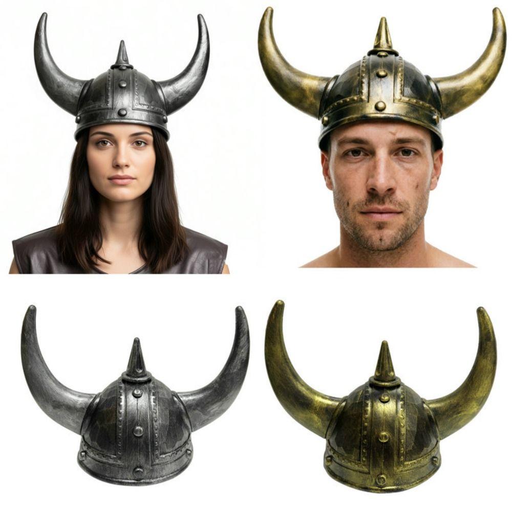 Antik aussehender Wikingerhorn-Hut Helm Kunststoff-Stierhorn Kopfbedeckung Herren Damen