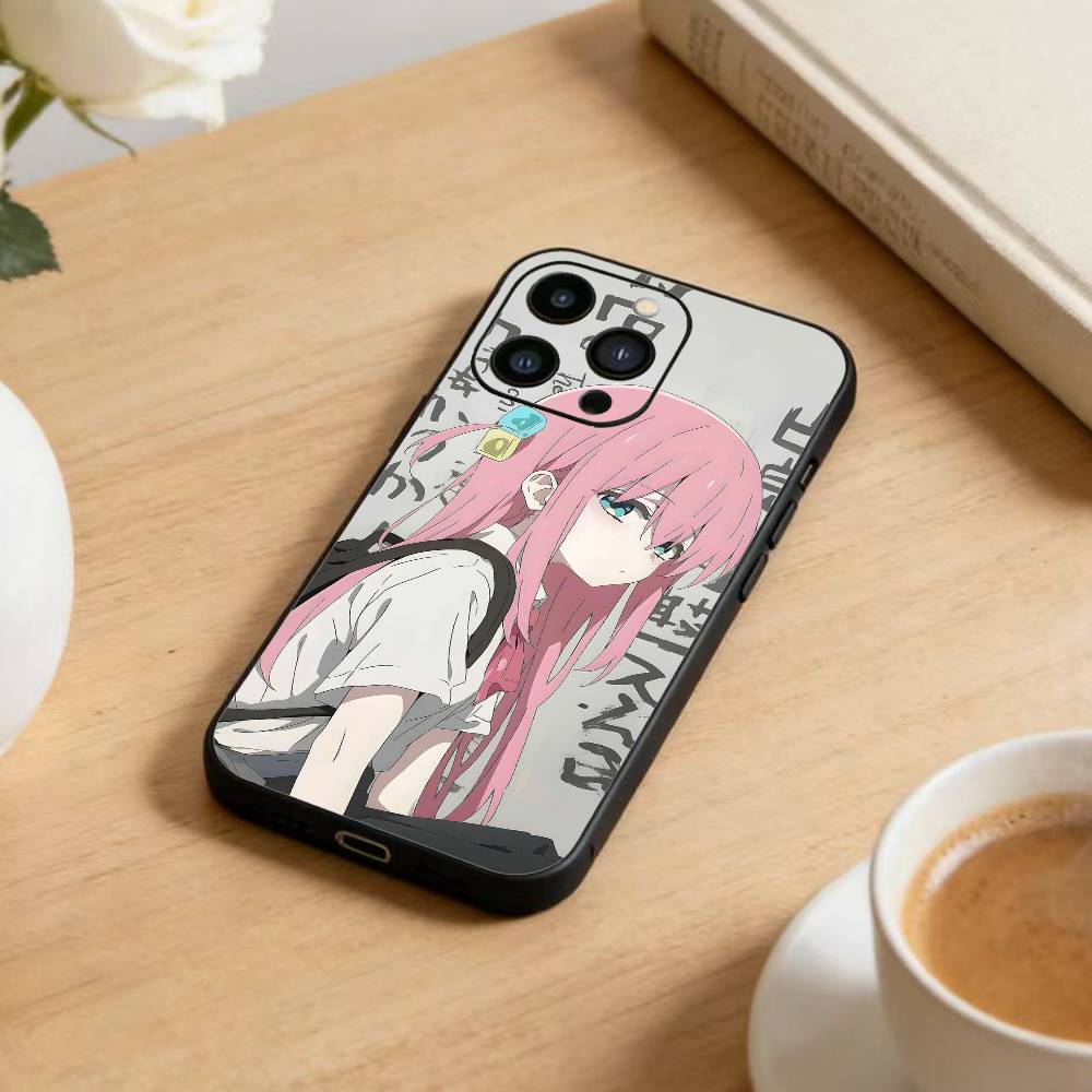 Anime Cute B-BOCCHI T-THE R-ROCK Phone Case For iPhone 16,15,14,13,12,17,Pro Max,Plus Silicone Black Case