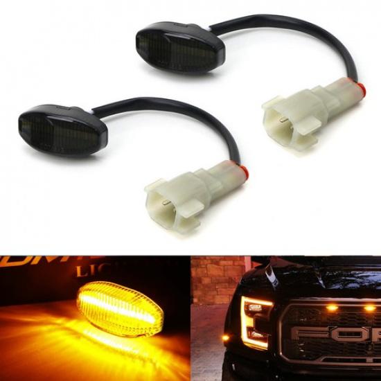 

Smoked Lens Amber LED Front Fender Flare Sidemarker Lamps For 17-20 Ford Raptor