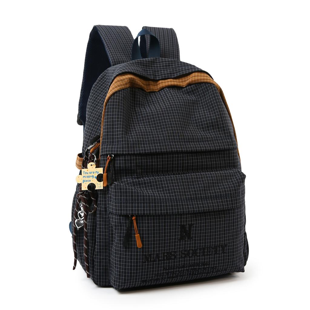 Karo-Sport-Wanderrucksack im koreanischen Stil, Reiserucksack, lässige Schultasche mit großem Fassungsvermögen für weibliche College-Studenten, Pendler
