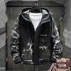 Men Hoodie Jacket Camouflage Patchwork Loose Windbreaker Spring Autumn Washable Zipper Outwear Streetwear