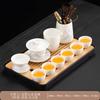 High-end tea set, ink, suet jade, kung fu white porcelain set, high-end teapot for home use, holiday gift