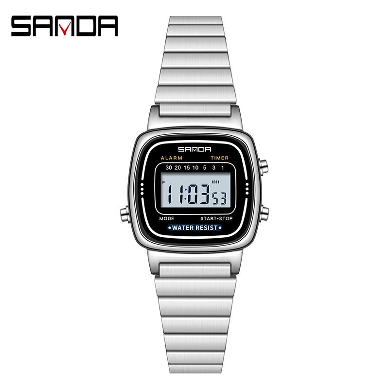 Sanda Fashion Unisex Electronic Multifunction Stainless Steel Watches