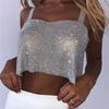 Top corto con strass scintillanti per feste 2022 Top corto senza spalline alla moda con diamanti pieni di paillettes Cami Top corto per le donne