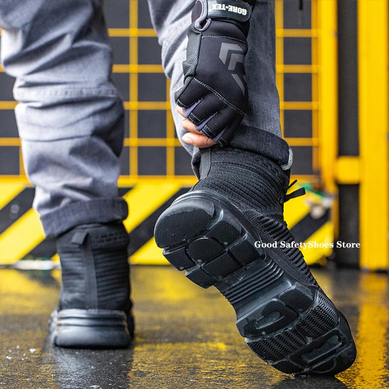 Fashion Safety Boots Men Steel Toe Work Shoes High Top Safety Work Boots Male Anti-Smash Construction Protective Footwear