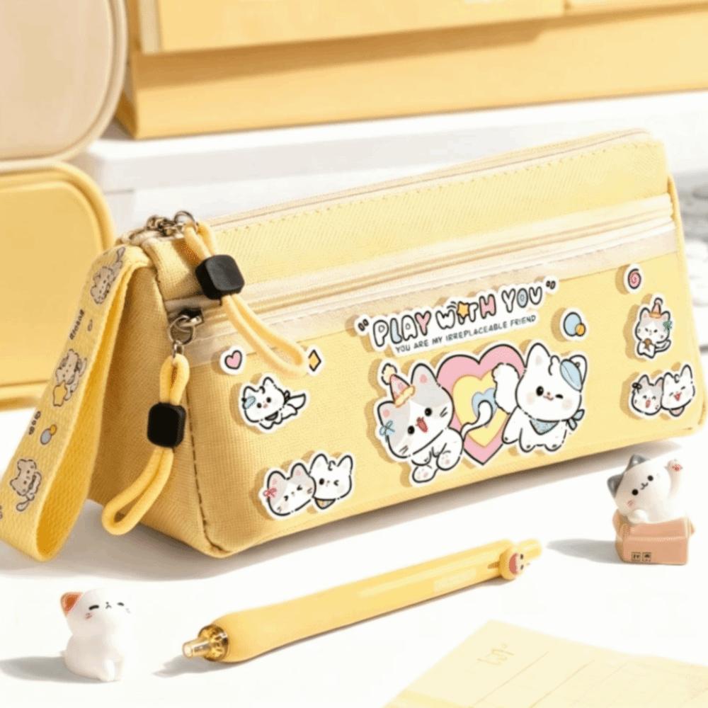 Portable Panda Pencil Case Double Layer Stationery Pouch New Pencil Pouch School Supplies