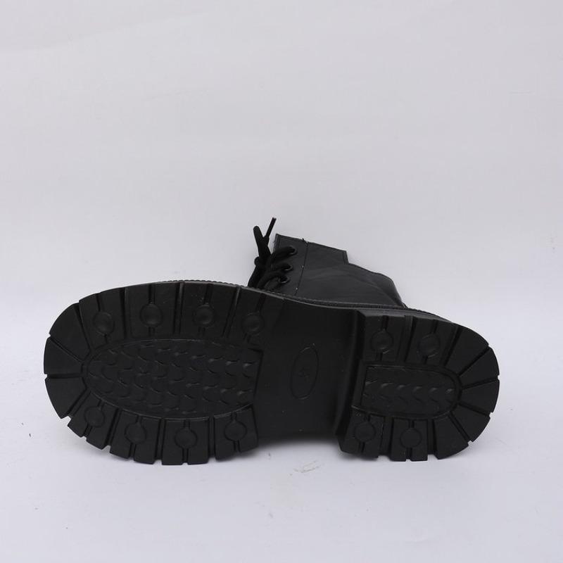 Plus Size Fall/Winter 2025 Women's Boots Martin Boots with Fleece Thick Soles and Lace-up Black Classic Booties for Women