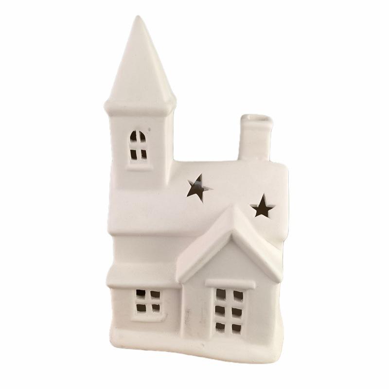 Ceramic house ornaments, Christmas ceramic candlestick house, creative white porcelain house, Christmas gift ceramic ornaments