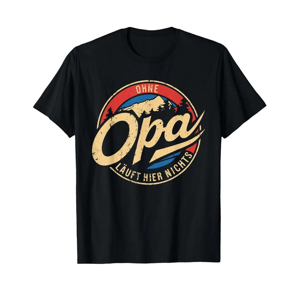 T Shirt with German Text quot Ohne Opa Läuft Hier Nothing Vintage Retro Grandfather Mountains Grandpa black vintage Washed Soft