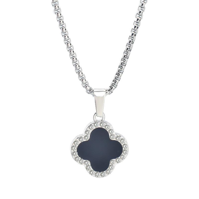 Four-Leaf Clover Necklace Women'S High-Value Versatile Trend Diamond-Encrusted Pendant Autumn And Winter Sweater Chain