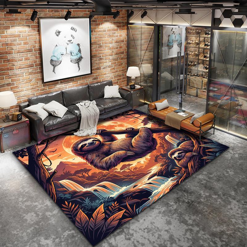 Flying Sunset Animals Pattern Square Carpet,Area Rug,Carpet Rug for Living Room Bedroom Sofa Playroom Decor,Non-slip Floor Mat,Holiday Birthday Gifts