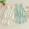 Citgeett Summer Kids Toddler Baby Girl Outfit Casual Flower Sleeveless Tops Shorts Casual Clothes Set