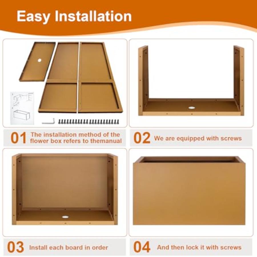 32x16x16 Corten Steel Planter Box Rustic Metal Planter with Drainage Holes Rust Weather Resistant for Patio Garden Indoor Outdo