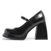 Height-increasing Mary Jane Shoes Women's Autumn New Thick Heel Jk Single Shoes Black Small Leather Shoes