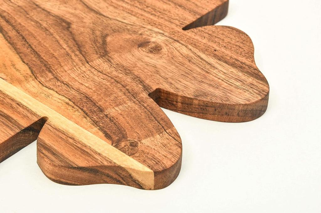 Organic Acacia Wood Chopping Cutting Butcher Block Board for Kitchen, Cheese, Meat, Vegetables, Fruit and Salad (Santa Board 14"L x 12"W)