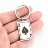 EUEAVAN Punk Lucky Ace of Spades Keychain Stainless Steel Square Poker A Card Pendant Keyring Good Fortune Hip-hop Jewelry Gifts