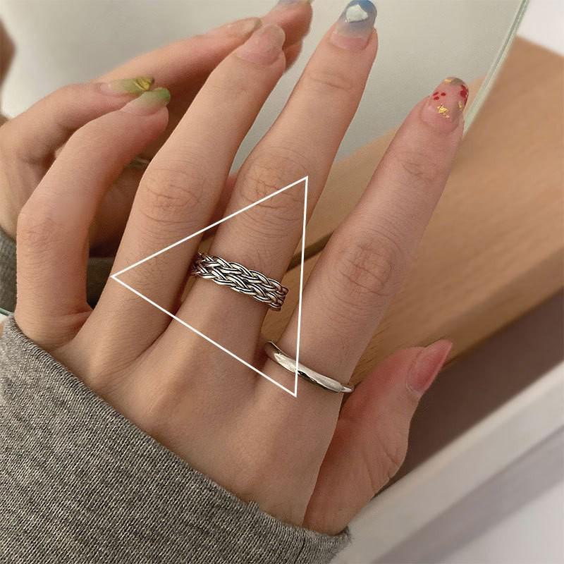 Inel Simplu Neregulat Placat cu Argint 925 pentru Femei - Design Coreean Simplu și la Modă, Nu se Decolorează