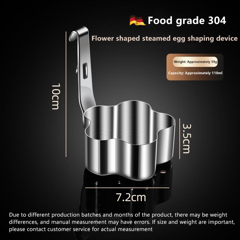 304 Stainless Steel Poached Egg Mold Creative Household Kitchen Gadgets Portable Breakfast Fried Egg Steamed Egg Shaping Device