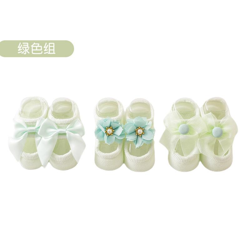 1 Paire Chaussettes Bébé Mignonnes Filles Printemps Nouveau-né Enfants Fleur Nœud Dentelle Antidérapant Sol Enfant Anti-Glisse Pantoufle Bambin 0 to 1 year white