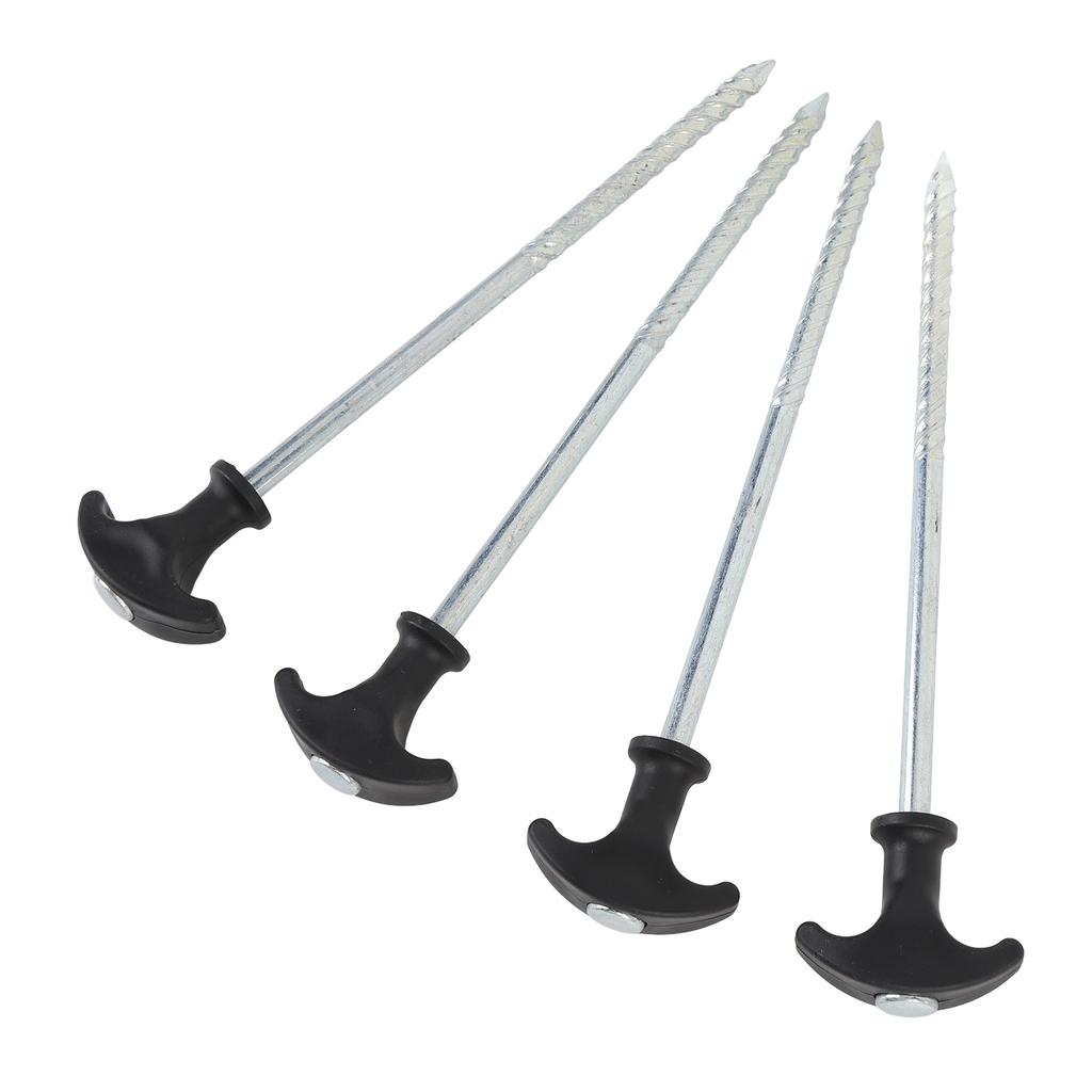 4PCS Camping Tent Pegs Stainless Steel T Shaped Screw in Stakes Ground Anchors for Outdoor Canopy Awning Shed