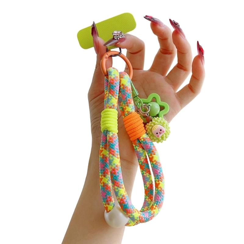 

Stylish Phone Strap Lanyard Featuring Strawberry Pineapple Pendants Durability Metal Clip Included for Daily Essential