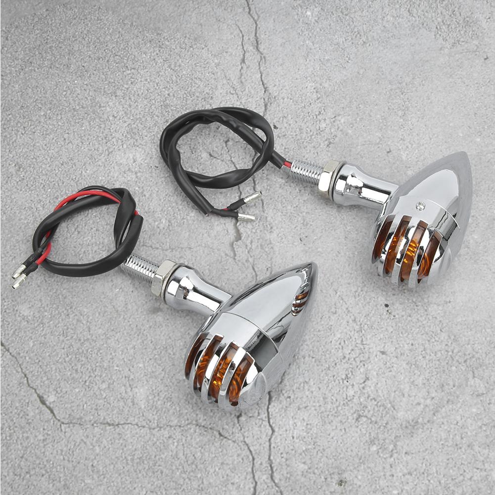 2pcs Motorcycle Retro LED Turn Signal Indicator Light with Grille Fit for Yamaha