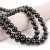 Golden Obsidian Stone Natural Round Beads 15"Strand Smooth Loose Spacer Beads 4/6/8/10/12mm for Jewelry Making DIY Bracelets Accessories