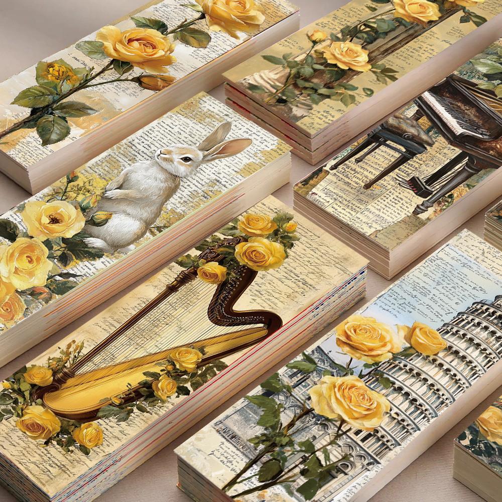 

30PCS Cartoon Golden Garden Bookmark Nostalgia Harajuku Laptop Office Page Creative Landscaping Creative Suitcase Gift Bookmark