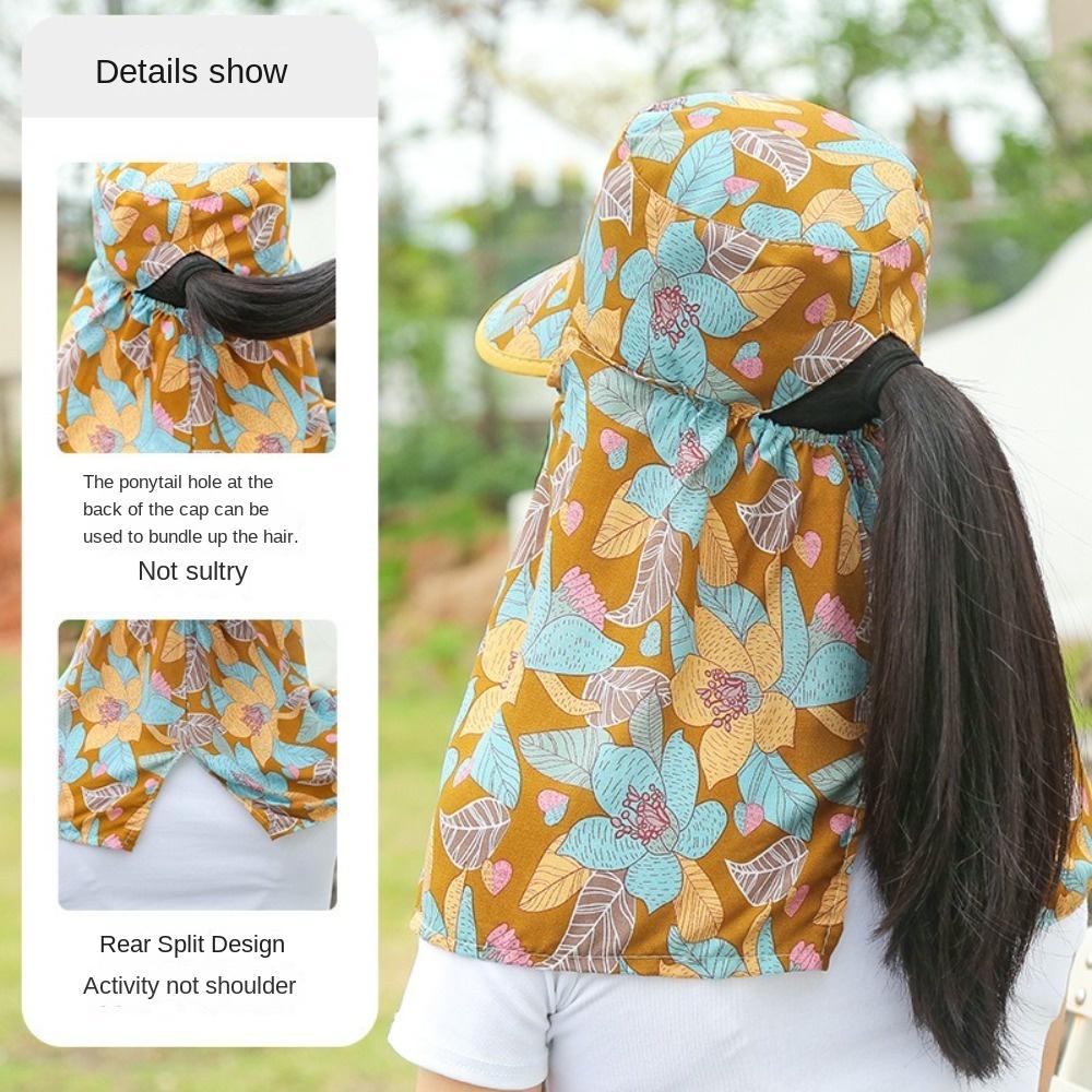 Wide Brim Tea Picking Cap Anti-UV Sunscreen Hat Fashion Women's Ponytail Hat  Outdoor