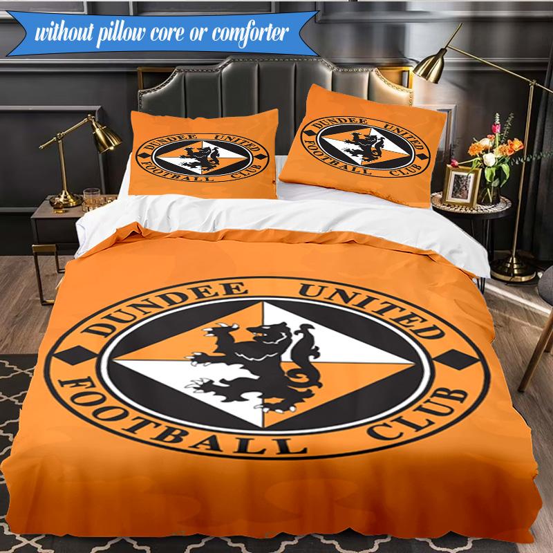 3PCS Dundee United Crest Printed Soft Bedding Set,Including 1pc Duvet Cover And 2pcs Pillowcases Perfect for Bedroom, Dormitory, Fan Gift