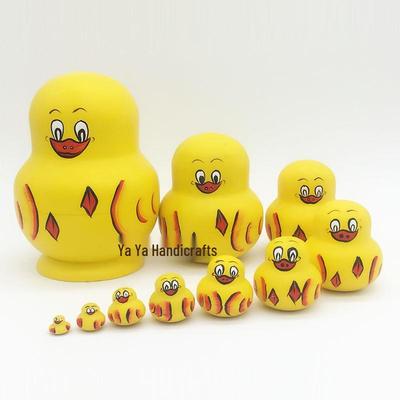 Zehn-Schichten-Gelbe-Ente-Matroschka-Puppen: Holzspielzeug, Bastelgeschenk & Dekoration für den Valentinstag