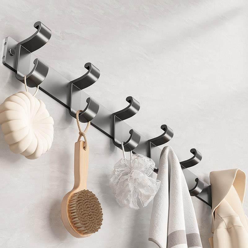 Meiruid Wall-Mounted No-Drill Double-Layer Space Aluminum Coat & Hat Hook