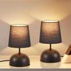 Set of 2 Black Fabric Bedside Lamps NETTLIFE - E14 Table Lamp, Modern Style for Bedroom Living Room Office
