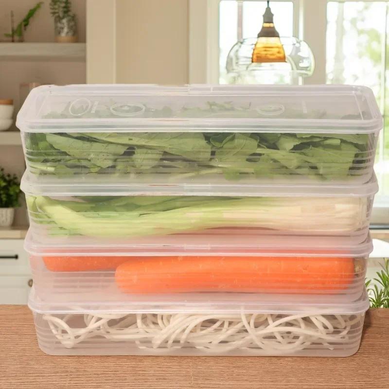 1/5pcs Fresh Box Refrigerator Storage Boxes Scallions Food Container with Lid Food Cold Container Kitchen Sealed Storage Box
