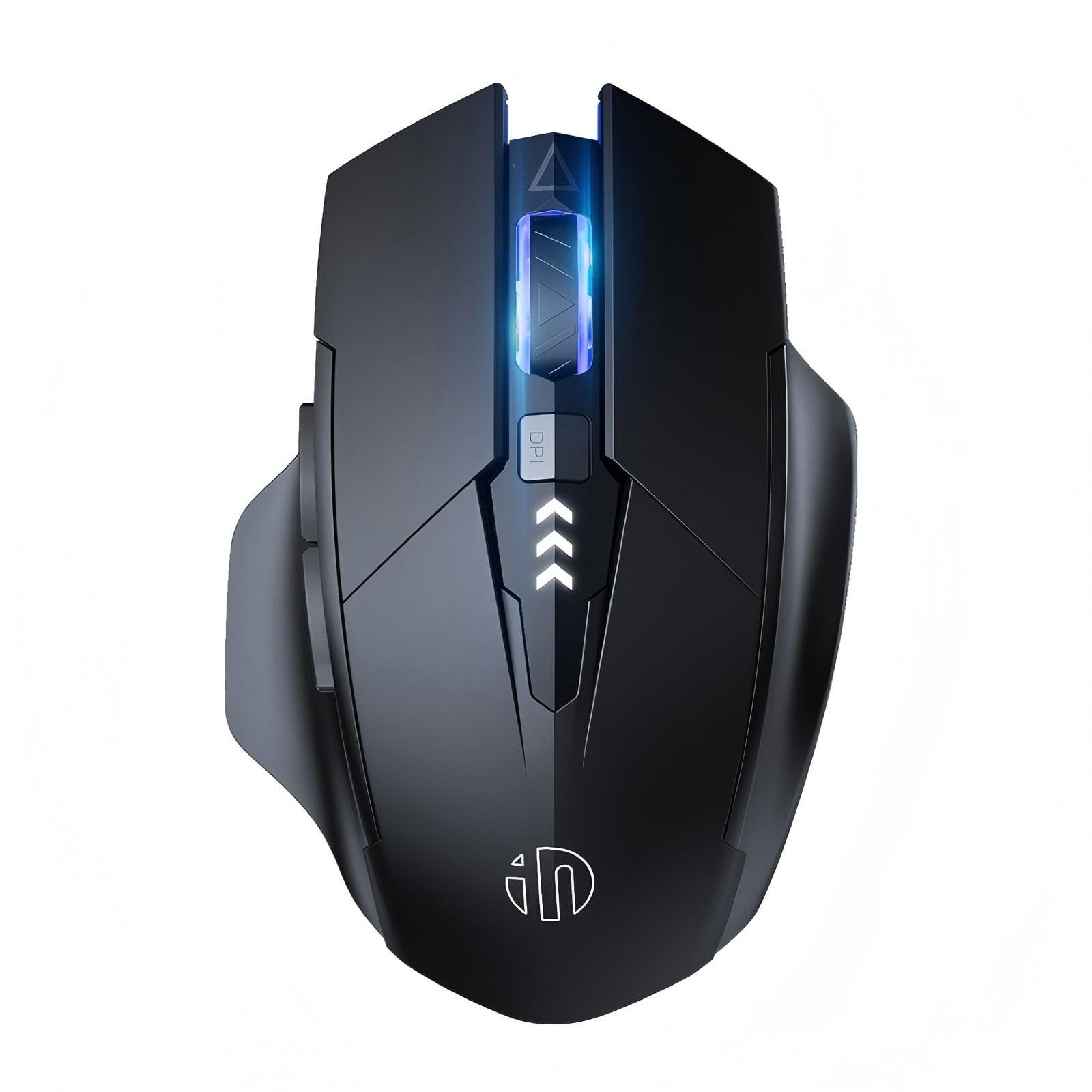 

INPHIC Wireless Computer Rechargeable Cordless Mouse with USB Nano Receiver and Indicator for and 6 2400 DPI Optical Silent Black Mouse, PC, Mac, чорний