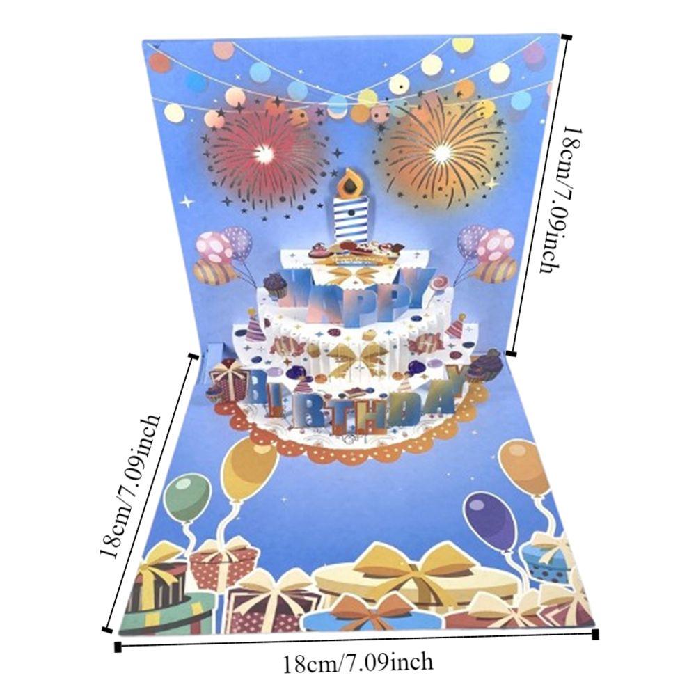 Fireworks Effect 3D Popup Greeting Card Musical and Light Luxurious Foil Stamping Cards  Child