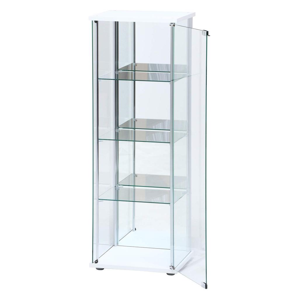 Carcasă pentru figurine Fuji Boeki Collection, cu 4 niveluri, lățime x adâncime x înălțime, 120 cm, ansamblu oglindă retrovizoare din sticlă securizată albă, produs 97338, 42,5 36,5