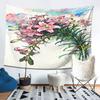 Watercolor Floral Tapestry Bohemian Boho Wall Hanging Pink Lilies Botanical Artwork Polyester Print Home Decor