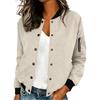 Women S Suede Fabric Stand Collar Buttoned Cardigan Jacket Casual Coat