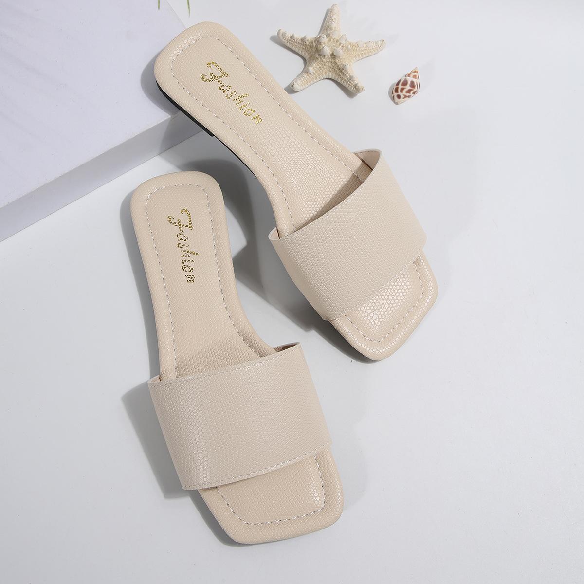 

[Foreign Trade] Slippers women s summer wear fashion temperament versatile flat bottom one-word drag with skirt French slippers 43 белый