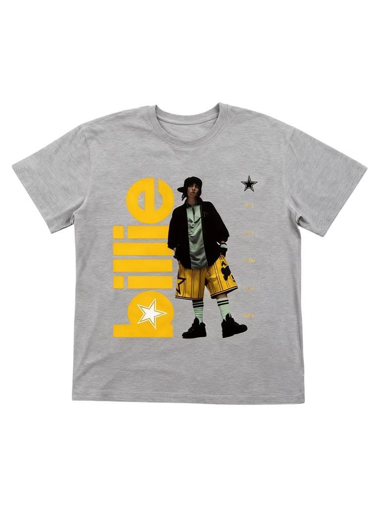 Billie Eilish Star Printed Casual Fashion Summer Tshirt for Men and Women Loose Streetwear Pure Cotton Tshirt Unisex